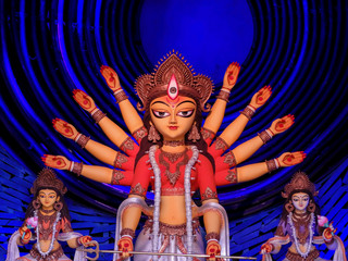Non conventional Durga idol captured during durga Puja at Kolkata.