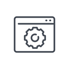 Web page settings line icon. Gear on website vector outline sign.