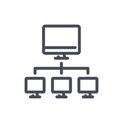 Computer network line icon. Computer lan connection vector outline sign.