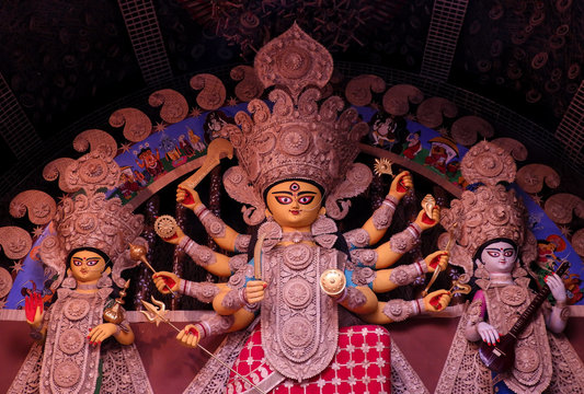Non conventional Durga idol captured during durga Puja at Kolkata.