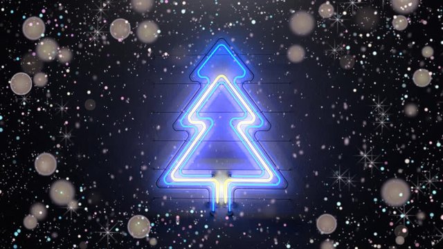 Christmas tree neon sign and glitter