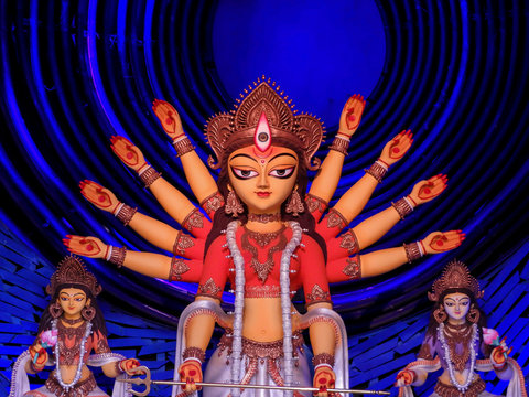 Non conventional Durga idol captured during durga Puja at Kolkata.