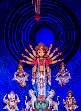 Non conventional Durga idol captured during durga Puja at Kolkata.