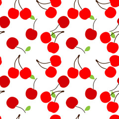 Cherry seamless pattern. Vector texture for textile, wrapping, wallpapers and other surfaces.