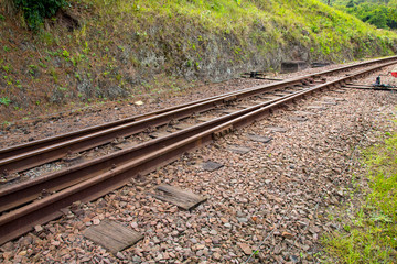 Obraz premium No Longer Used Rusty Railway Line
