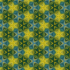 Muster aus Sternen grün, gelb und blau