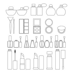 Set of cosmetics objects in flat style. Vector illustration for design