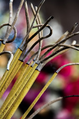 incense sticks burning at a Religious event in the city of Hanoi Vietnam