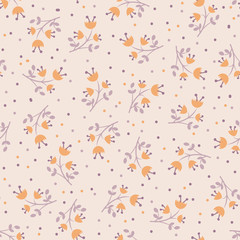 Schattig herfst bloemen naadloos patroon met met bladeren en bloesem. Leuk bloemenpatroon, herfststemming, herfststemming