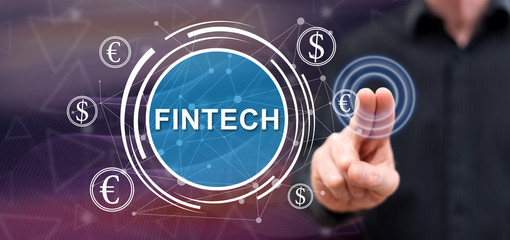 Man touching a fintech concept