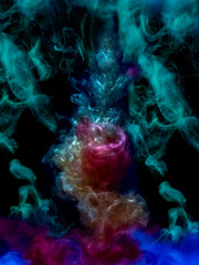 Abstract modern artwork, colorful explosion of vibrant and vivid powders, rich texture color splash. 