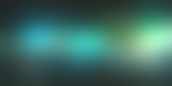 Aurora borealis blurred pattern. Green blue cyan spotlights on black background. Flare on dark banner. Festive night party illustration. Secret interactive shiny backdrop. Gloss metal texture.