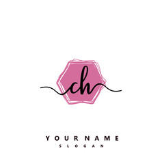 CH Initial handwriting logo vector	