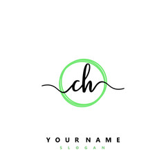 CH Initial handwriting logo vector	