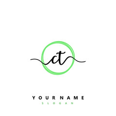 CT Initial handwriting logo vector	