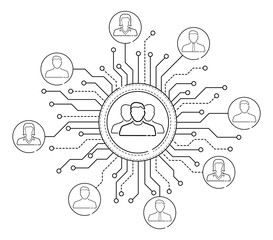 Obraz premium Thin line social network icons interface