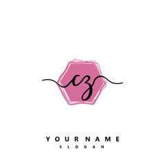 CZ Initial handwriting logo vector	