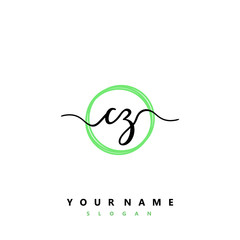 CZ Initial handwriting logo vector	