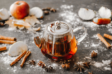 Herbal tea on the dark backgraund
