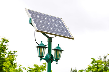 Street lights using solar panel energy generator.
