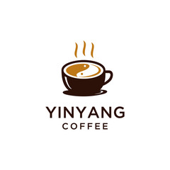 Coffee logo design Vector sign illustration template with yin yang sign