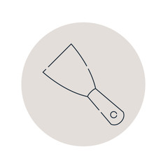 Icono plano lineal espátula en círculo color gris