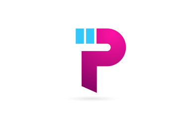 letter P logo alphabet for company logo icon design in pink blue color