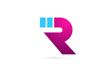 letter R logo alphabet for company logo icon design in pink blue color
