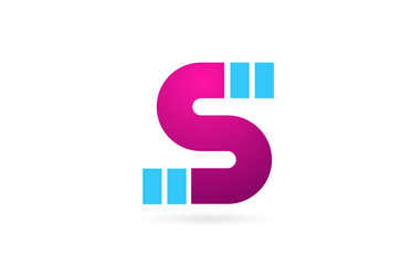 letter S logo alphabet for company logo icon design in pink blue color