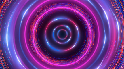 Futuristic neon circle on a dark background. Abstract light circle.