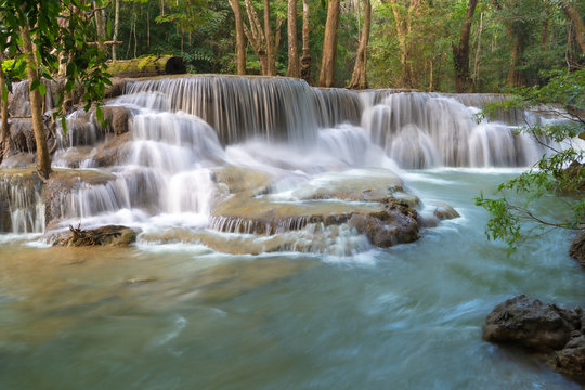 Huay Mae Khamin waterfall in tropical forest, Thailand © Wilatlak
