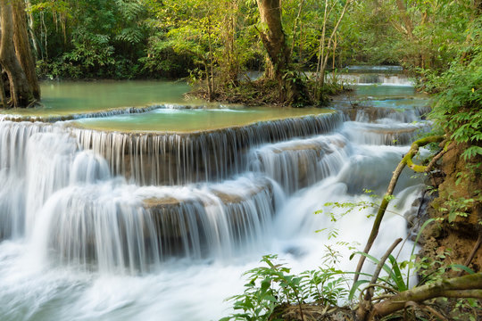 Huay Mae Khamin waterfall in tropical forest, Thailand © Wilatlak