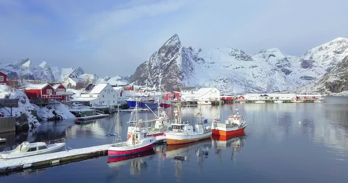Hamnoy fishing village in winter, Lofoten, Norway, Scandinavia