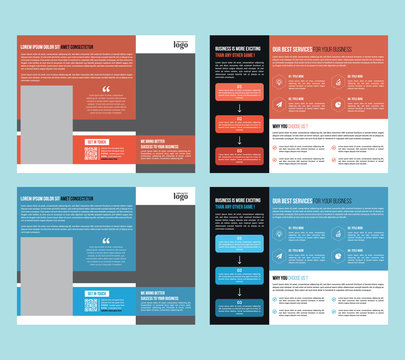 Trifold Business vector template. Brochure design, cover modern layout, annual report, poster, flyer in A4 with colorful shapes for tech, science, market with light background