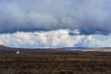 Fototapeta na wymiar Onshore Horizontal Axis Wind turbines on the Isle of Skye , Scotland