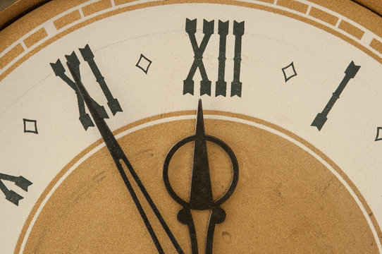 Old clock with roman numerals.