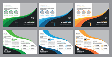 Bifold Business vector template. Brochure design, cover modern layout, annual report, poster, flyer in A4 with colorful shapes for tech, science, market with light background