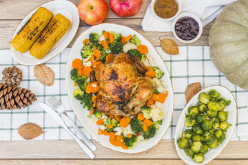 Festive table covered with food