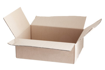 Nahaufnahme eines gebrauchten Kartons auf weißem Hintergrund