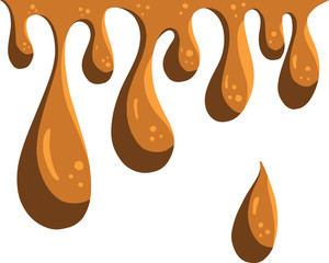 Dripping Ooze Liquid Cartoon Splatters in Brown 