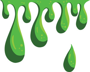 Dripping Ooze Liquid Cartoon Splatters in Green Slime