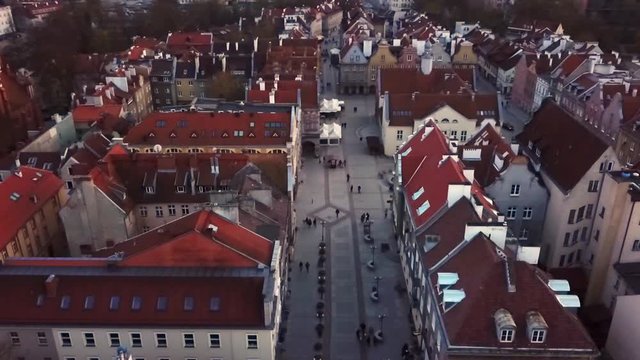 Aerial View Of tenements in Olsztyn  Old Town, Poland