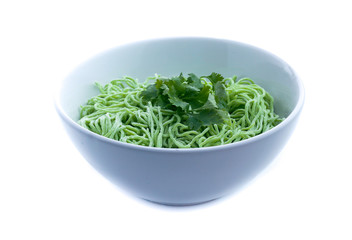 green noodle isolated on white