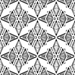 Seamless monochrome black and white art Deco pattern.