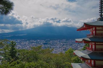 Beautiful Mont Fuji with a Temple 