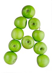 letter A made up of apples