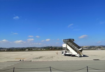 ladder on the empty airport runway