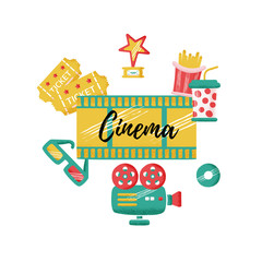 Design template card with icon of cinema.