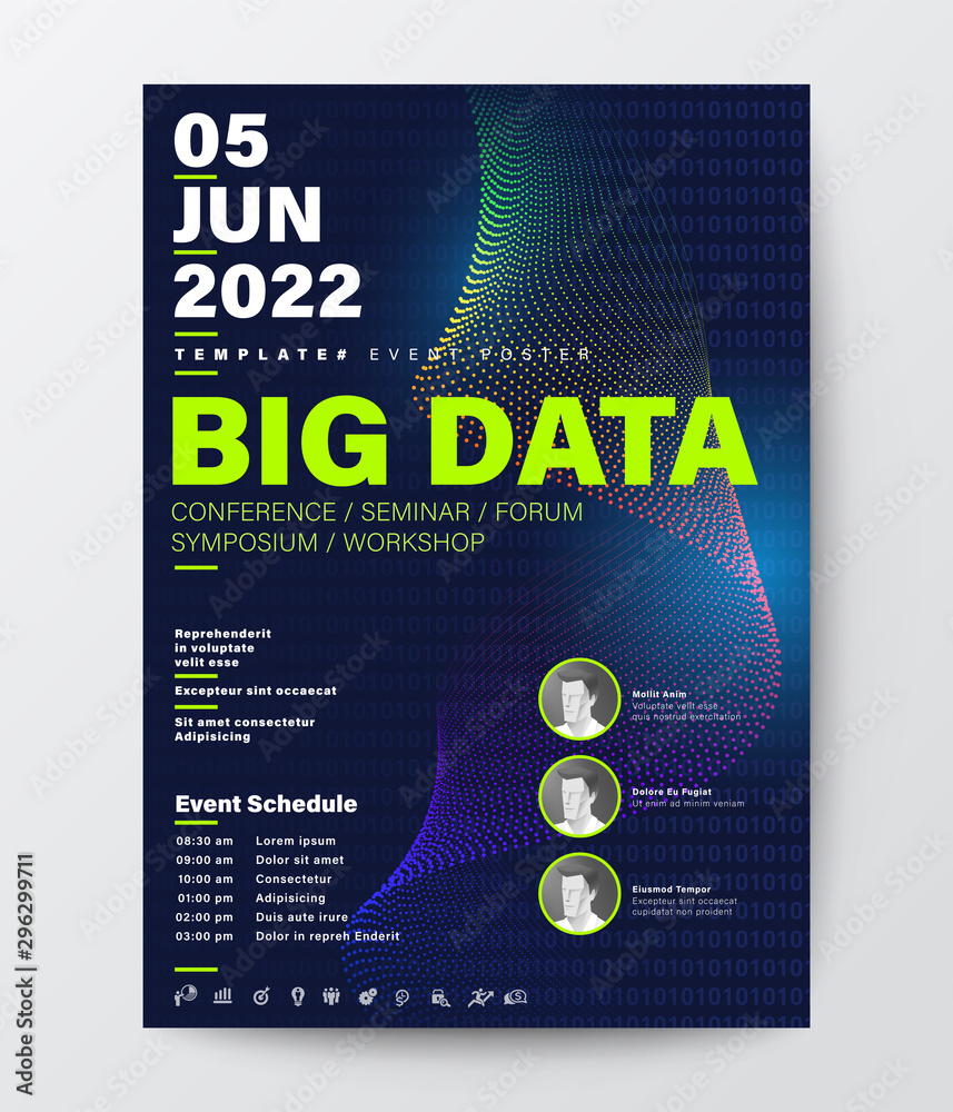 Wall mural big data conference business design template. futuristic spectrum wave technology background for sem