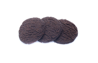 dark chocolate brownie cookies isolated on white